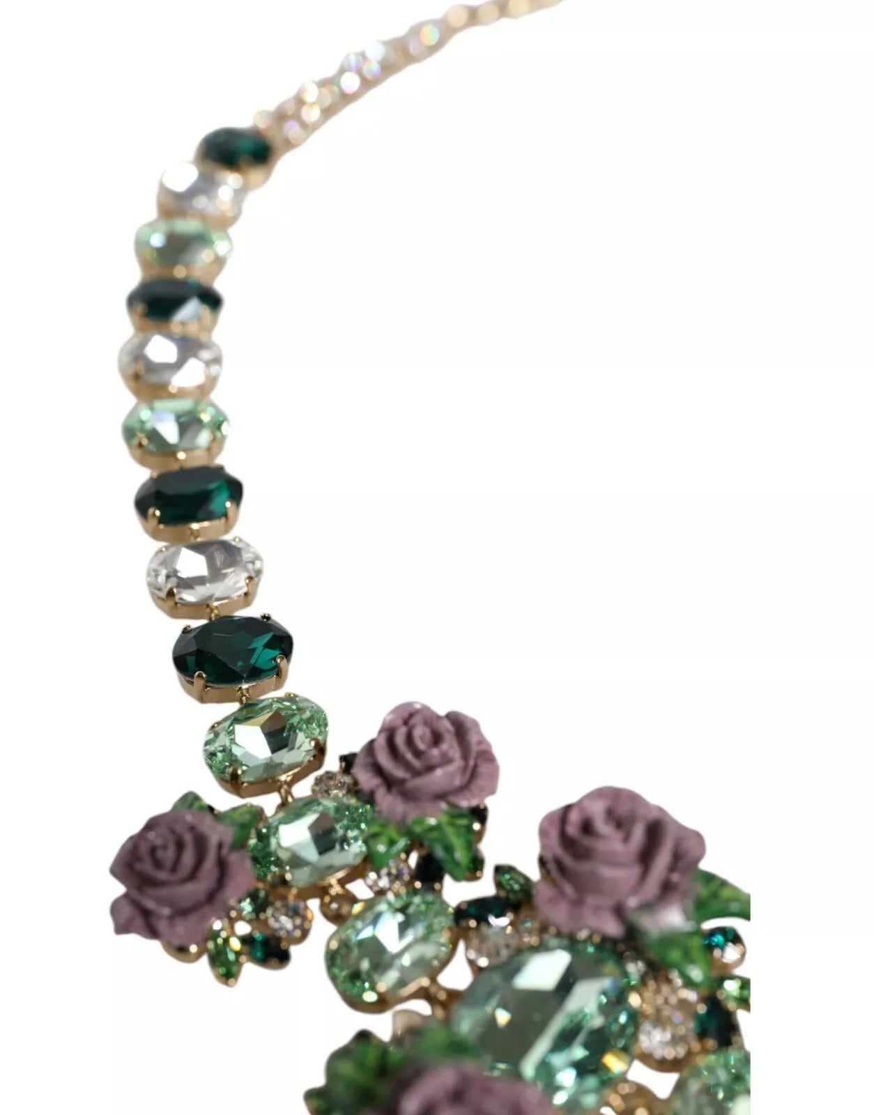 Dolce & Gabbana Gold-Messing-Gliederkette Rose Petal Crystal Halskette