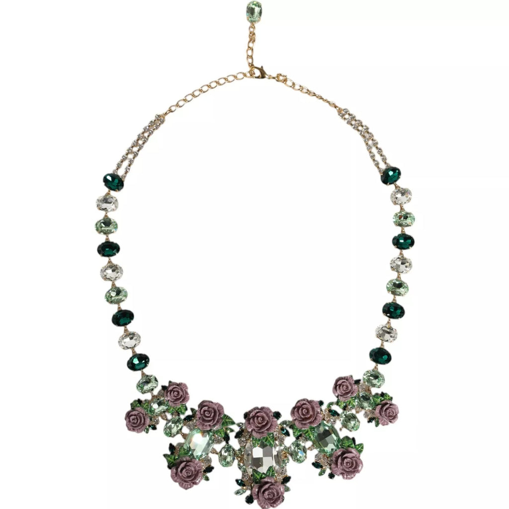Dolce & Gabbana Gold-Messing-Gliederkette Rose Petal Crystal Halskette