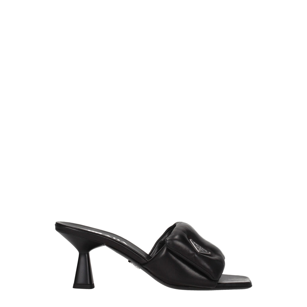 Prada Schwarze Leder Plateau-Sandalen