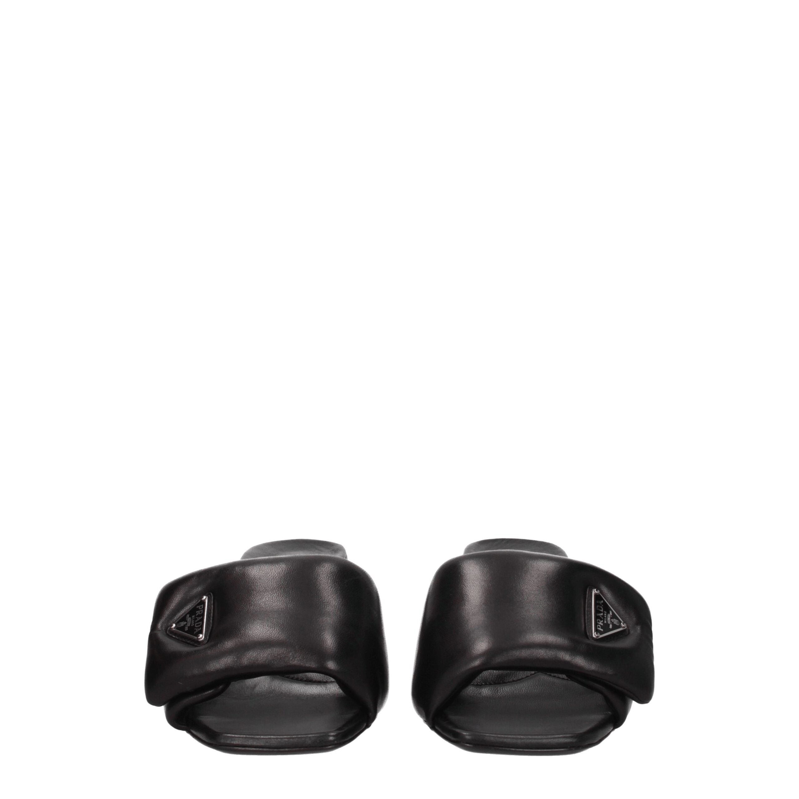 Prada Schwarze Leder Plateau-Sandalen