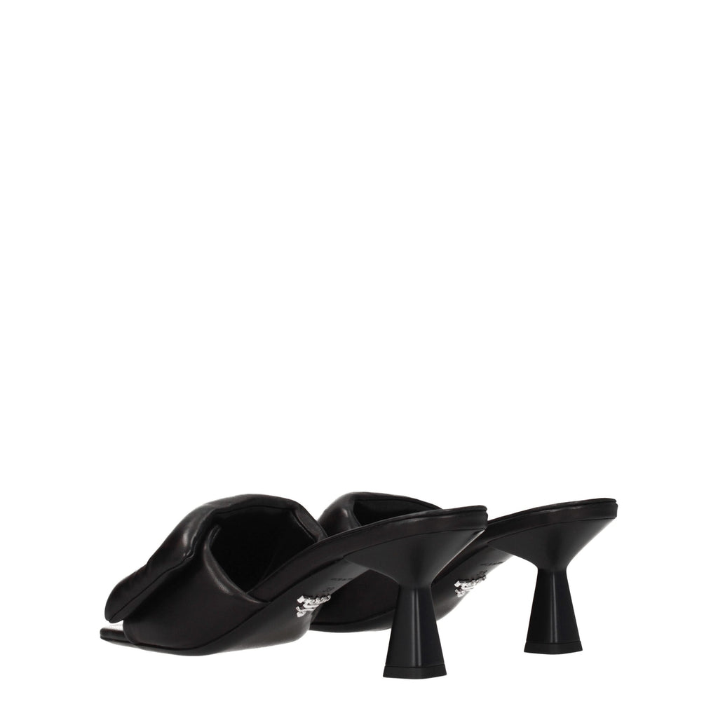 Prada Schwarze Leder Plateau-Sandalen