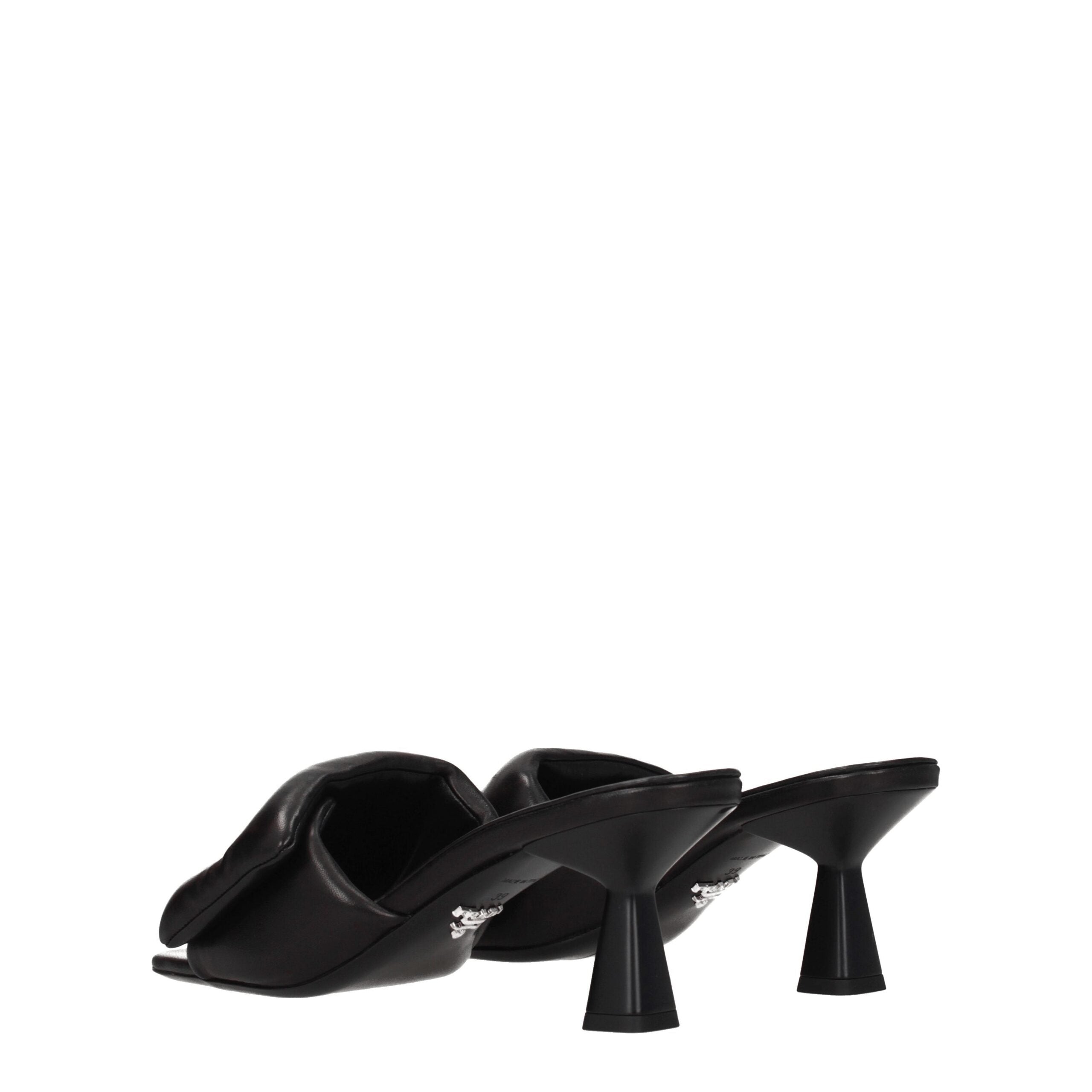Prada Schwarze Leder Plateau-Sandalen