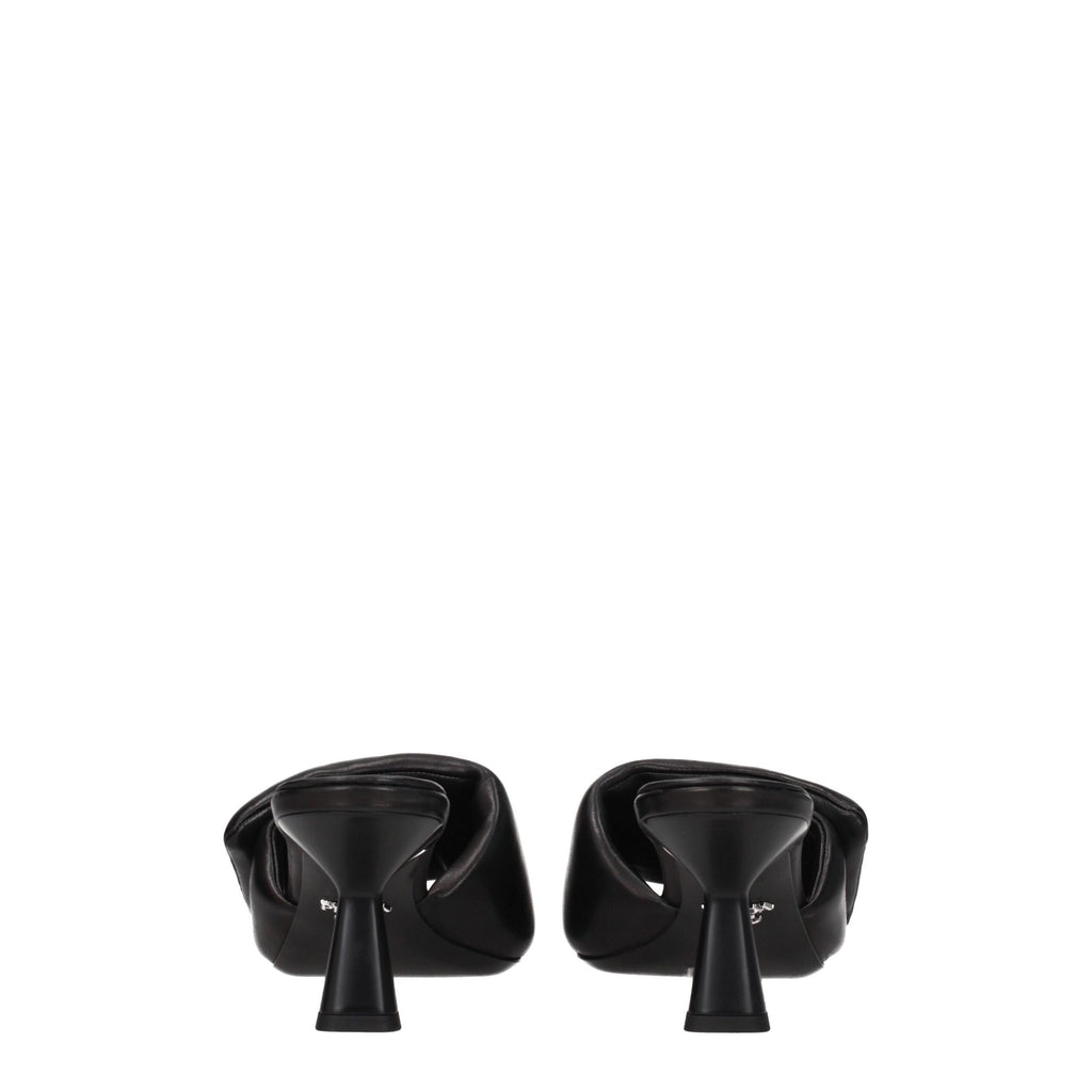 Prada Schwarze Leder Plateau-Sandalen