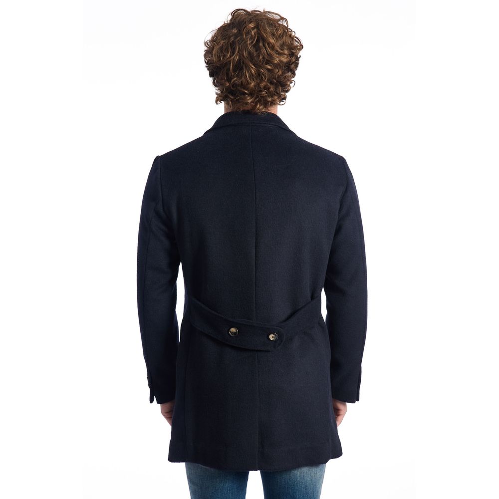 Roberto Pepe Luxury Men's Blue Wool Coat