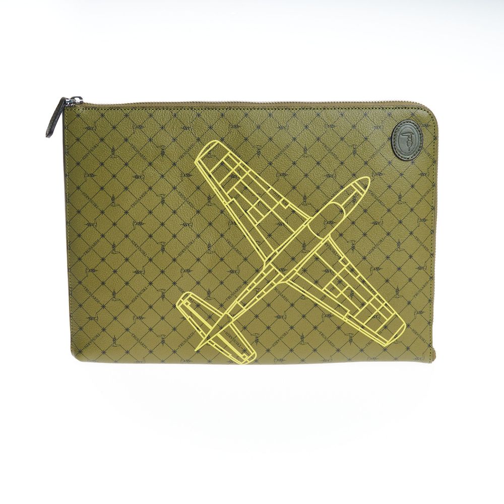 Trussardi Green Leather Men's Clutch