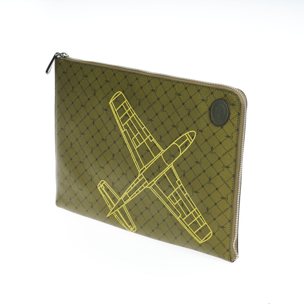 Trussardi Green Leather Men's Clutch