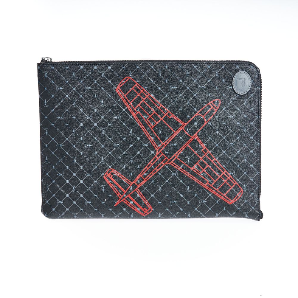 Trussardi Schwarzes Leder Männer Clutch