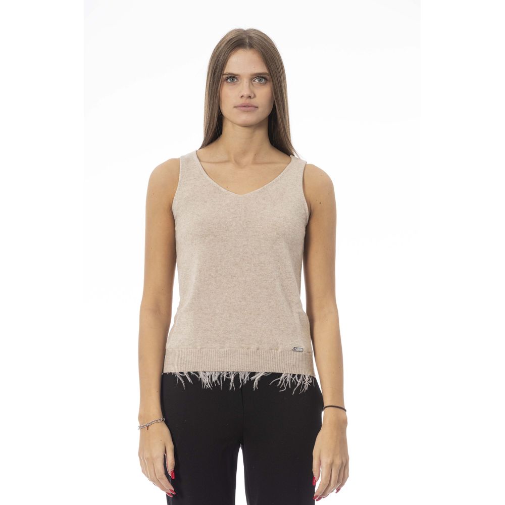 Baldinini Trend Beigefarbenes Wolltop für Frauen