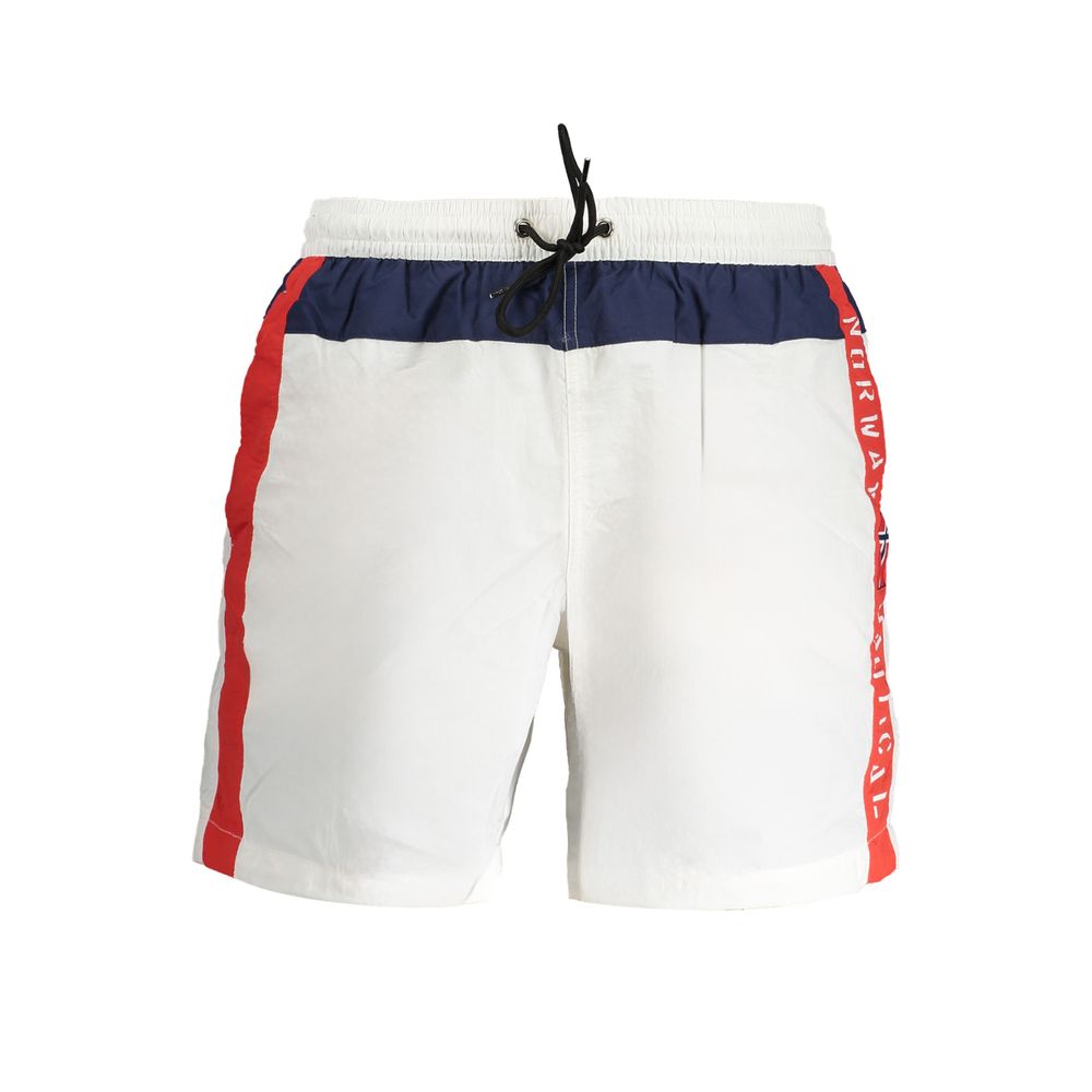 Norway 1963 Weiße Herren-Badeshorts aus Polyester