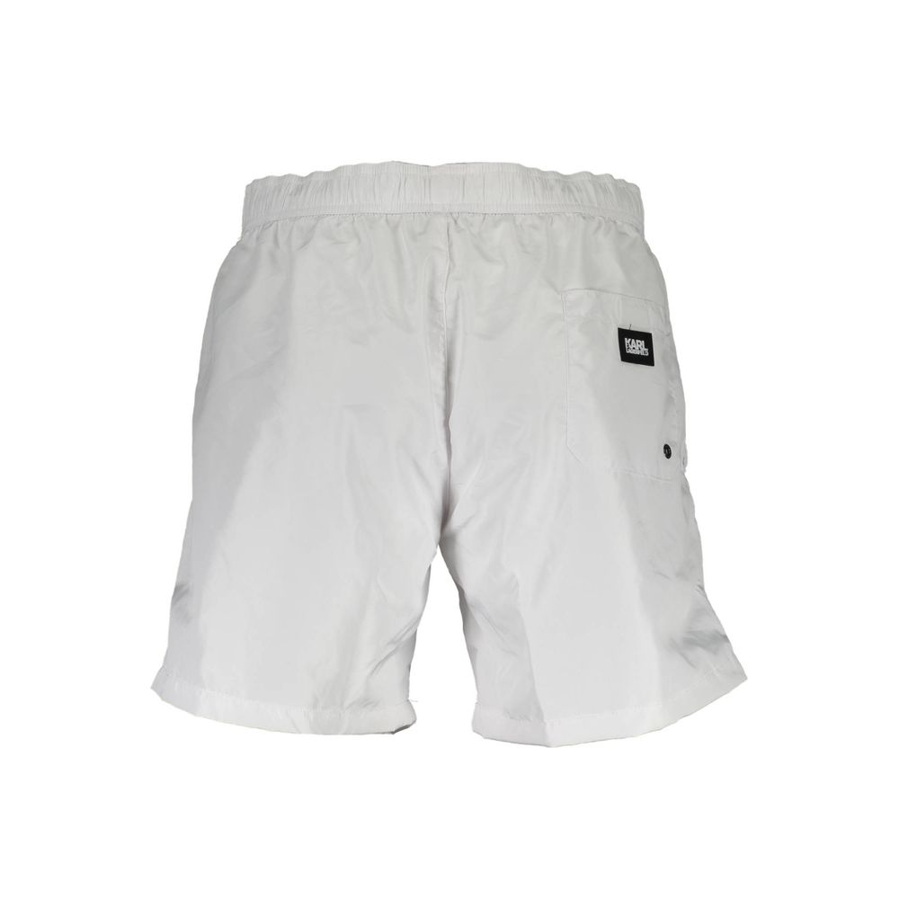 Karl Lagerfeld Weiße Herren-Badeshorts aus Polyester