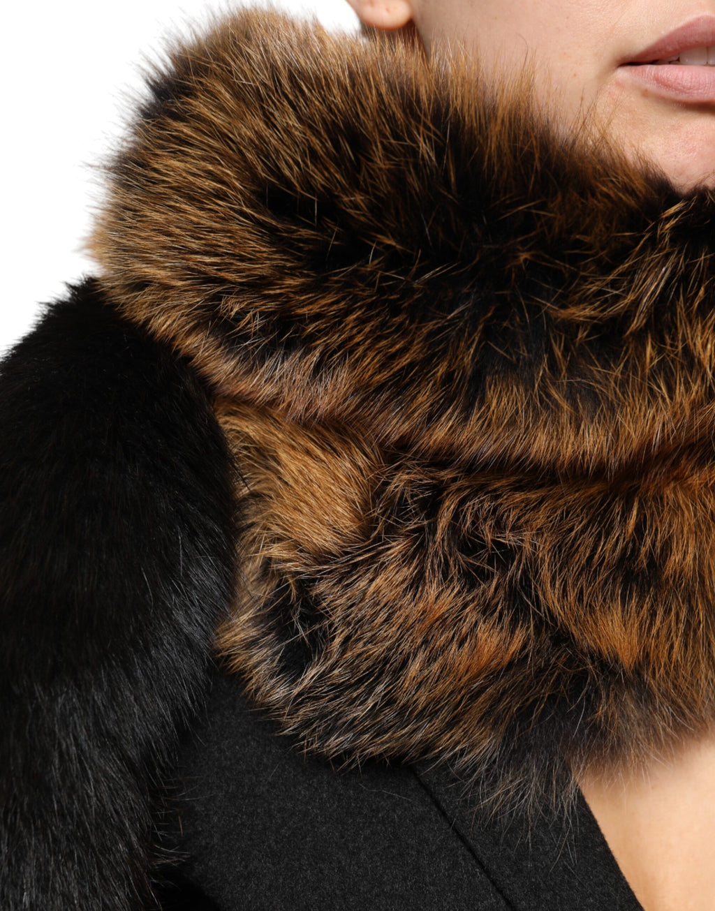 Dolce & Gabbana Brauner Rotfuchsfell-Hals-Kaschmir-Wärmer-Schal