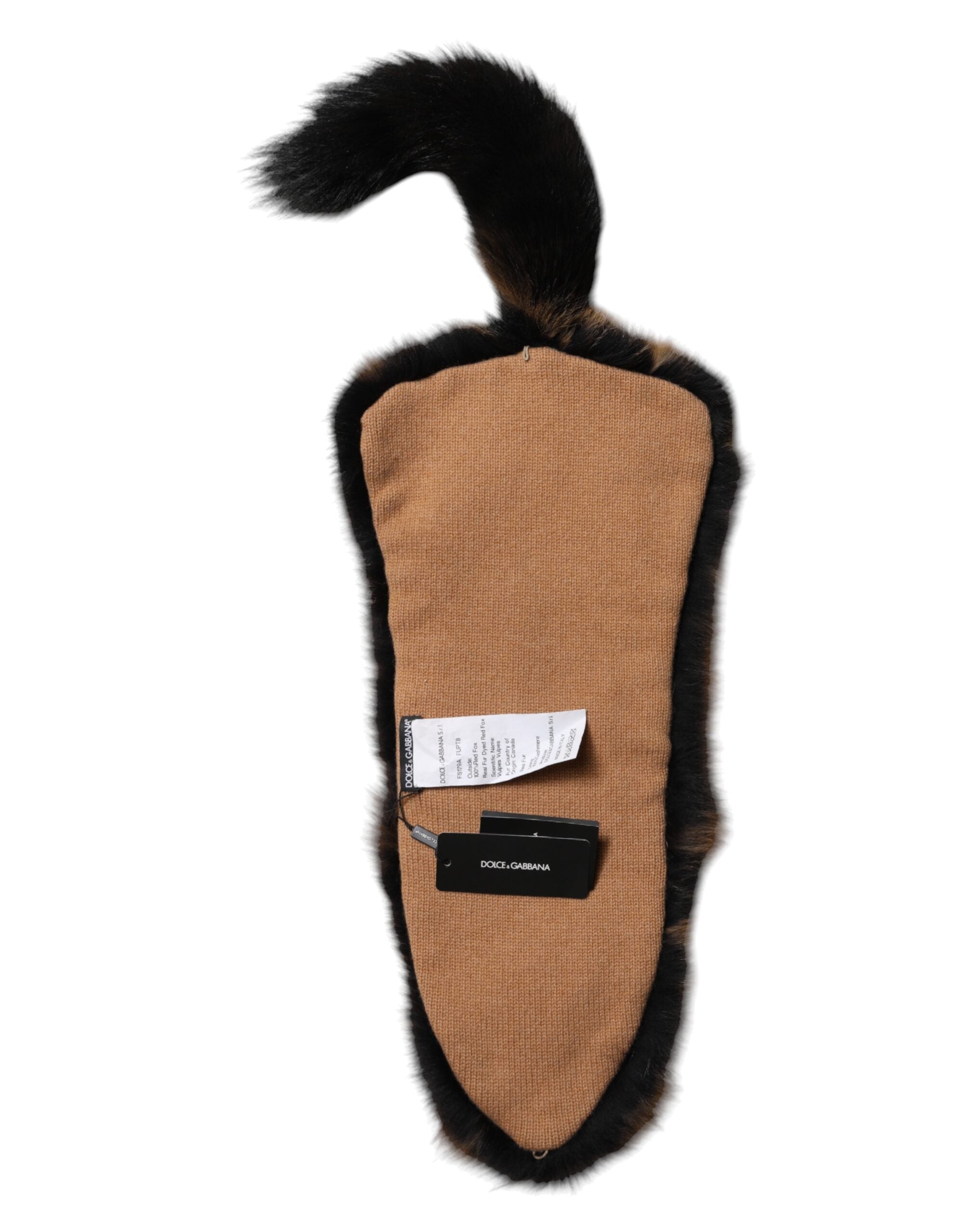 Dolce & Gabbana Brauner Rotfuchsfell-Hals-Kaschmir-Wärmer-Schal