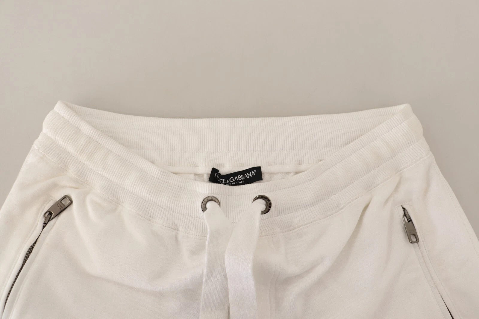 Dolce & Gabbana White Cotton Logo-Patch Sweatpants Joggers