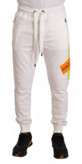 Dolce & Gabbana White Cotton Logo-Patch Sweatpants Joggers