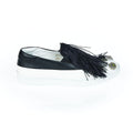 Mr&Mrs Italy Schwarzer Leder-Slipper für Damen