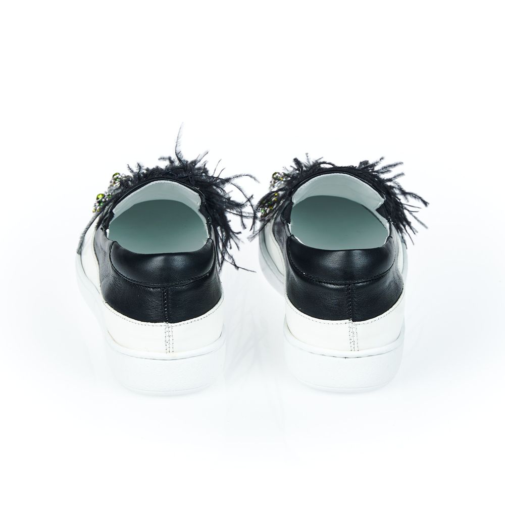 Mr&Mrs Italy Schwarzer Leder-Slipper für Damen