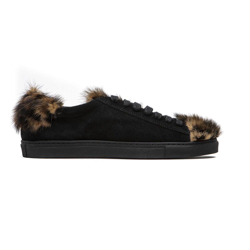 Mr&Mrs Italy Schwarzes Leder Damen Sneaker
