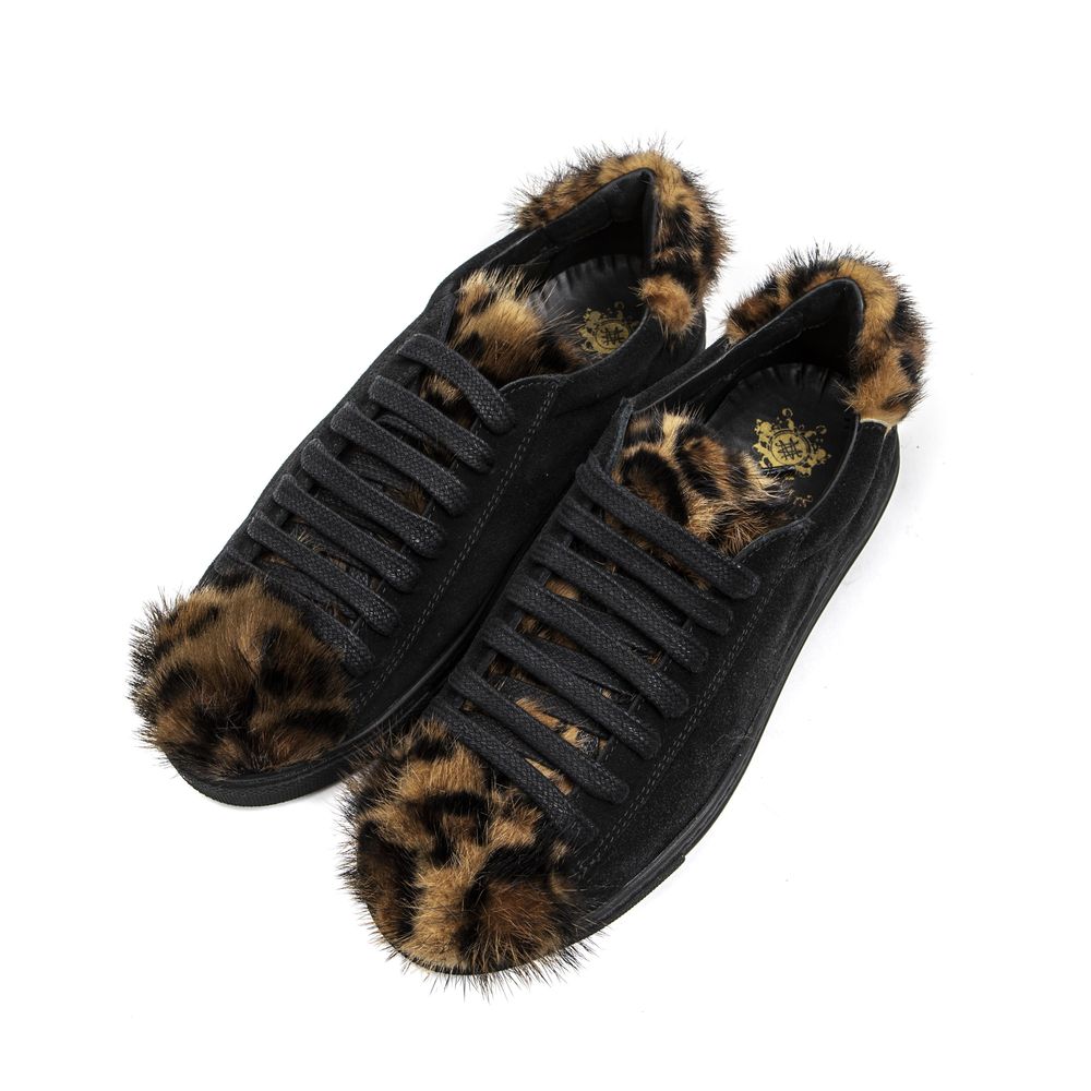 Mr&Mrs Italy Schwarzes Leder Damen Sneaker