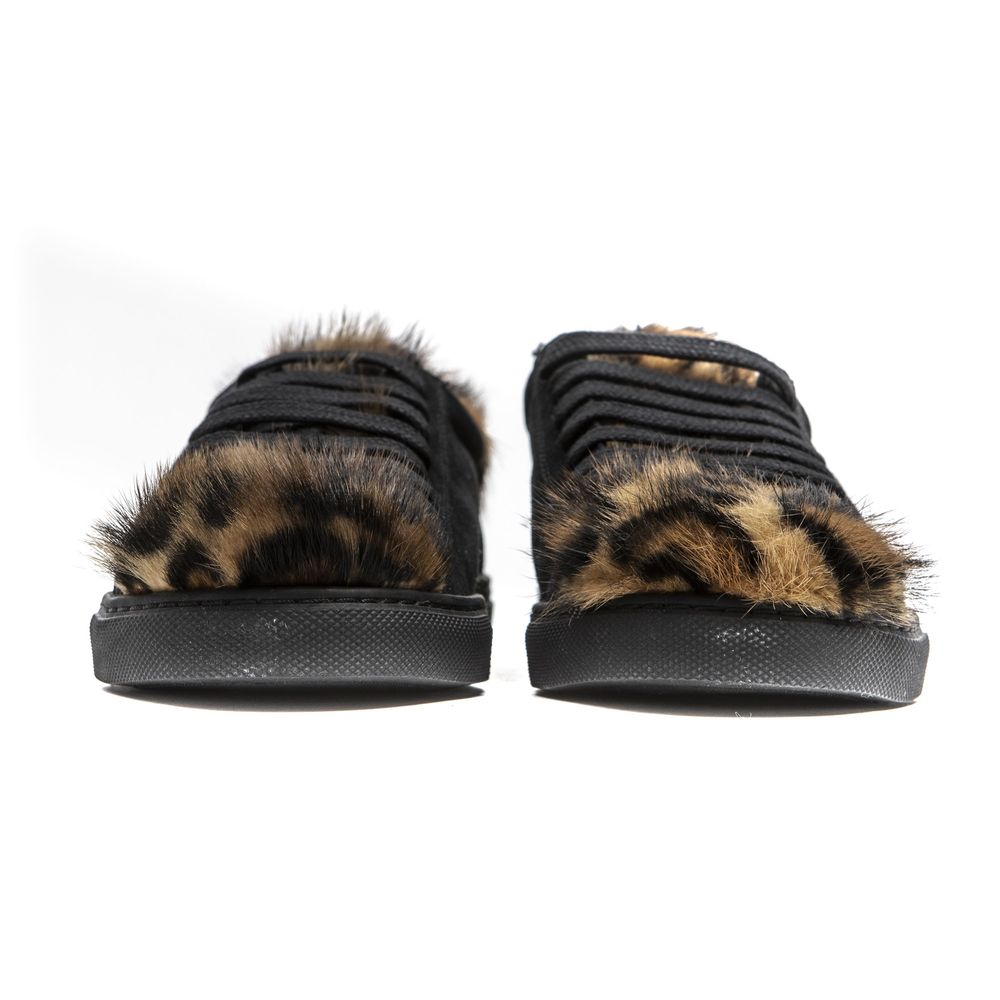 Mr&Mrs Italy Schwarzes Leder Damen Sneaker