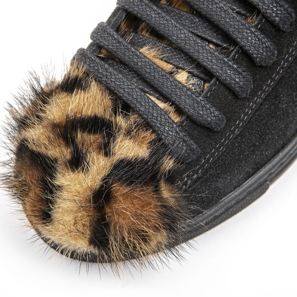 Mr&Mrs Italy Schwarzes Leder Damen Sneaker