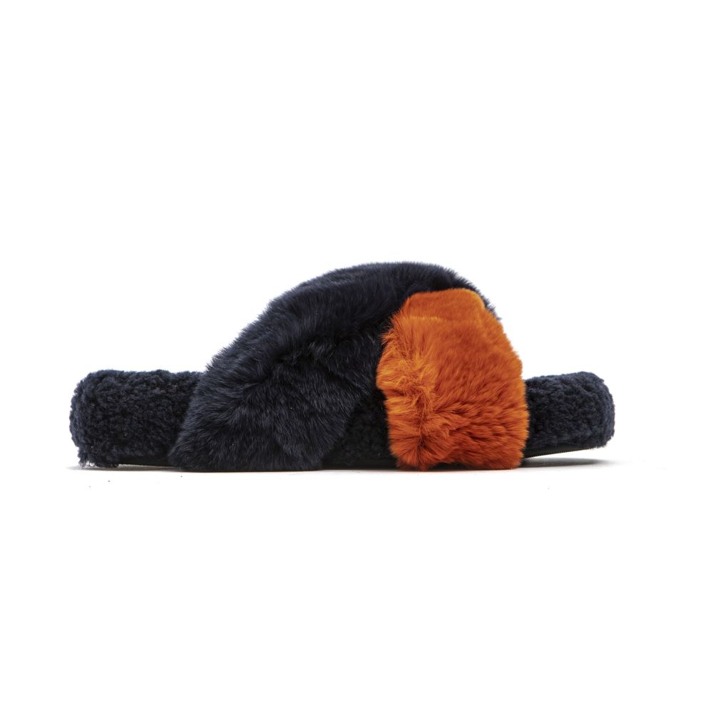 Mr&Mrs Italy Women's Blue Rabbit Fur Sandals
