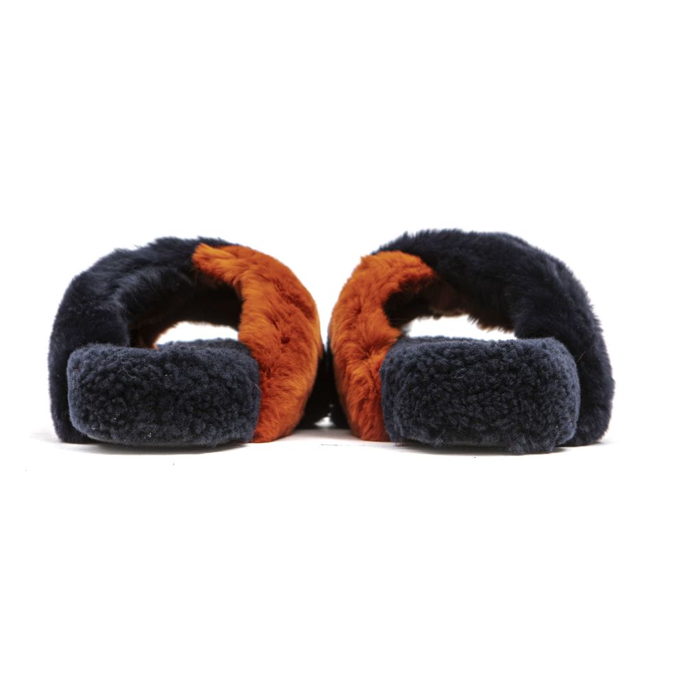 Mr&Mrs Italy Women's Blue Rabbit Fur Sandals