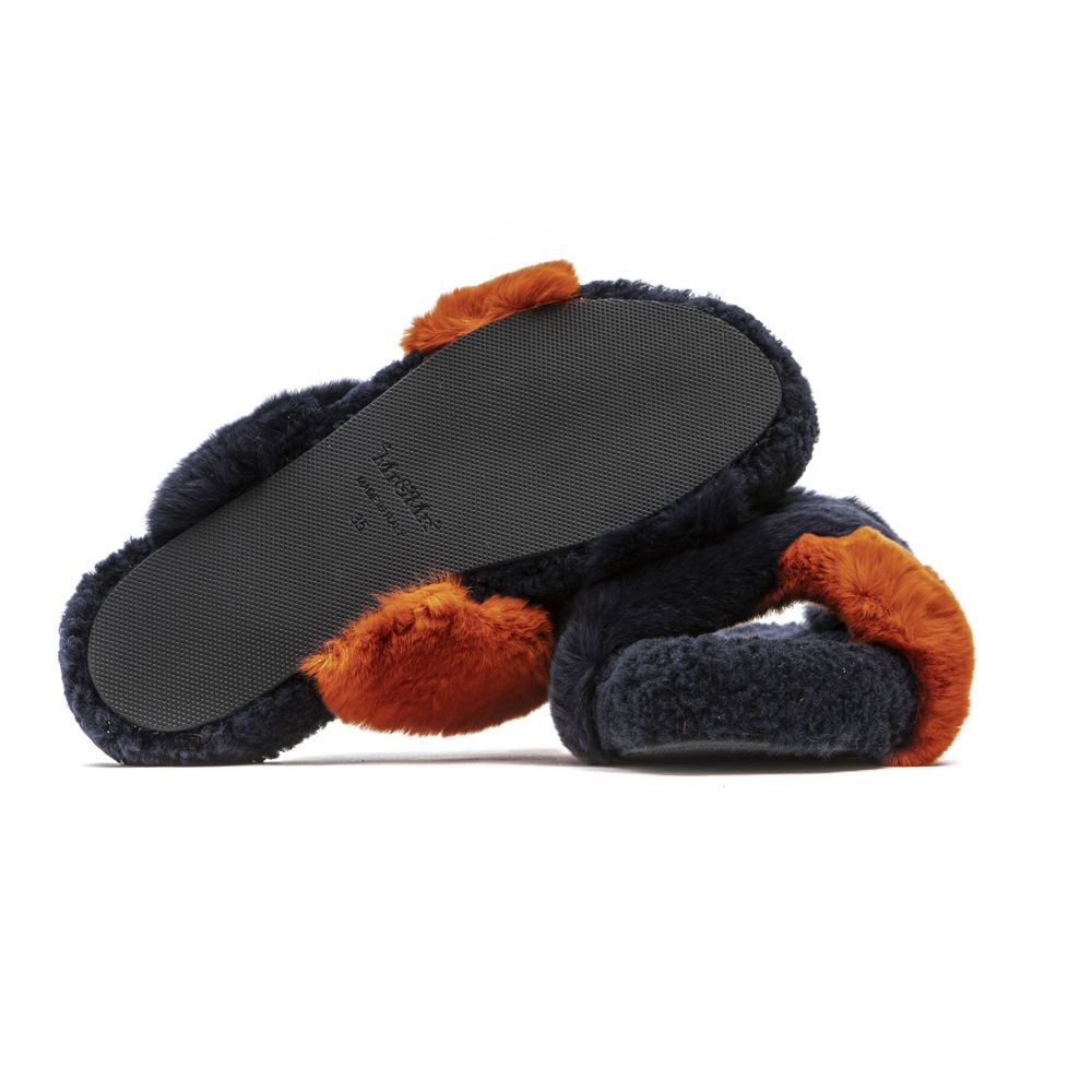 Mr&Mrs Italy Women's Blue Rabbit Fur Sandals