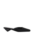 Prada Schwarze Satin-Flachsandalen