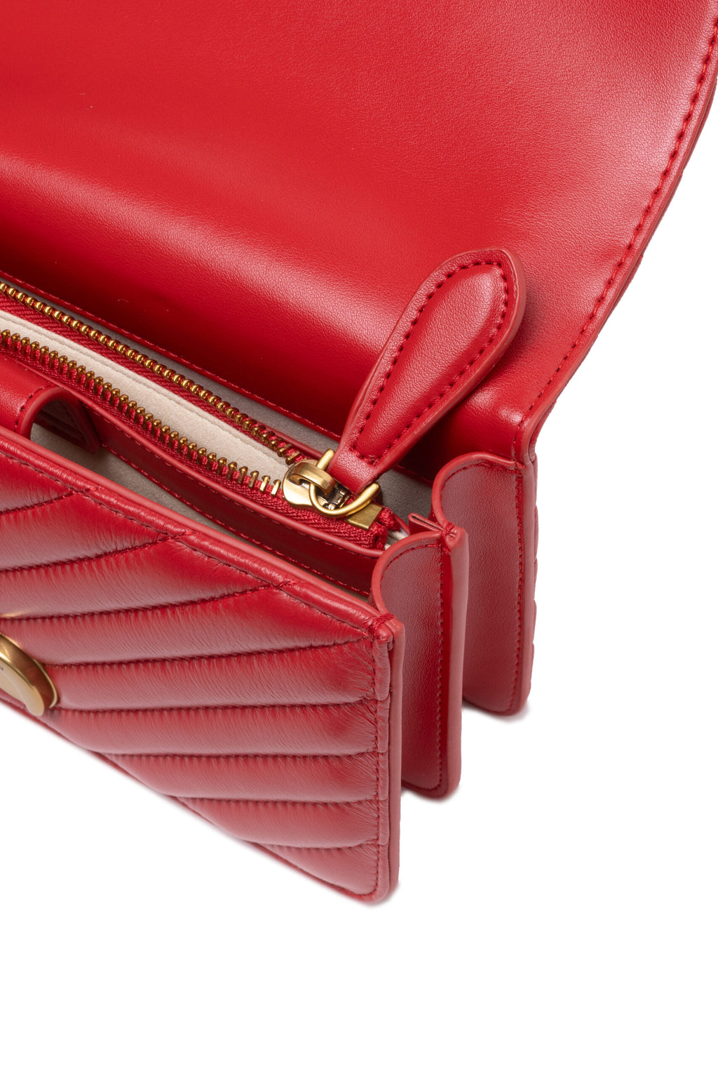 PINKO Rote Leder Love One Mini Umhängetasche