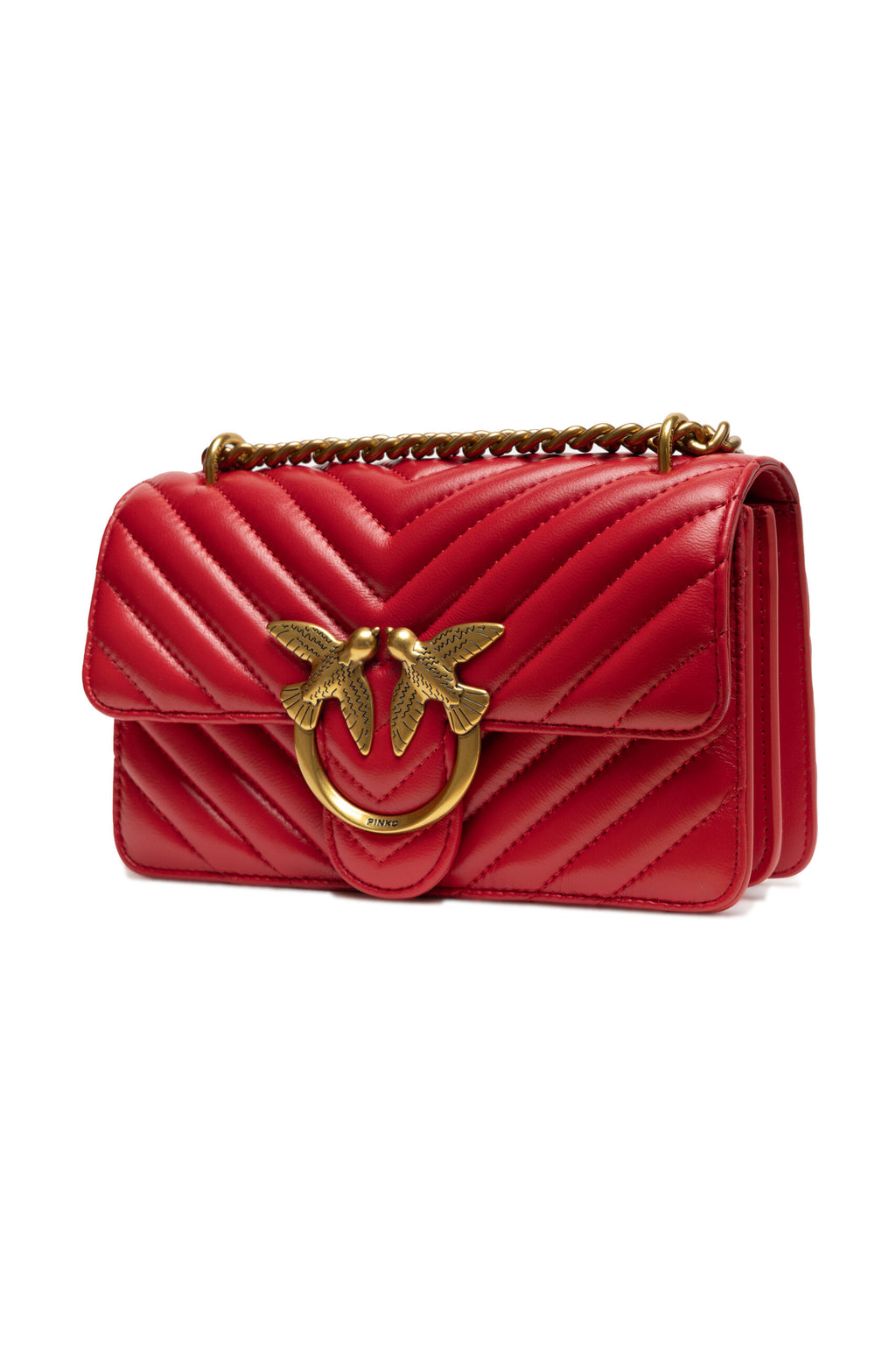 PINKO Rote Leder Love One Mini Umhängetasche