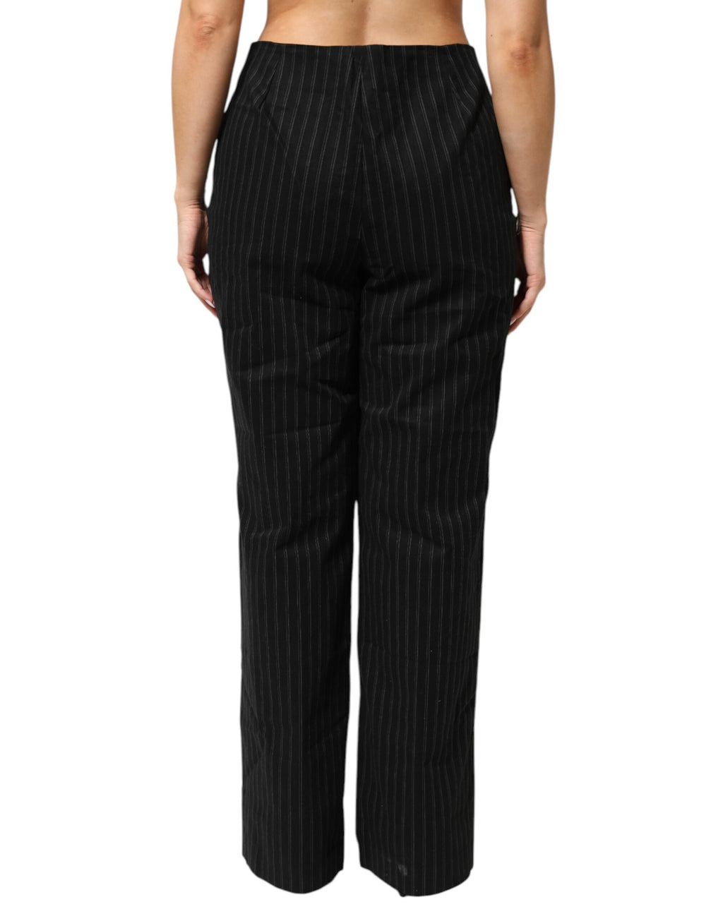 BENCIVENGA Schwarze Nadelstreifenhose aus Wollmischung mit geradem Bein