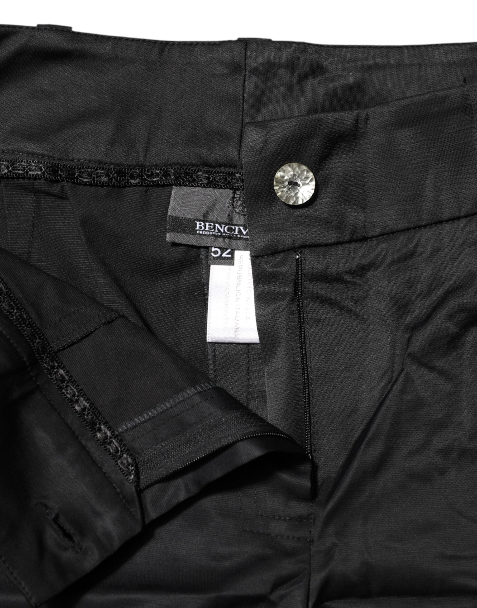 BENCIVENGA Black Cotton Blend Straight-Leg Trousers