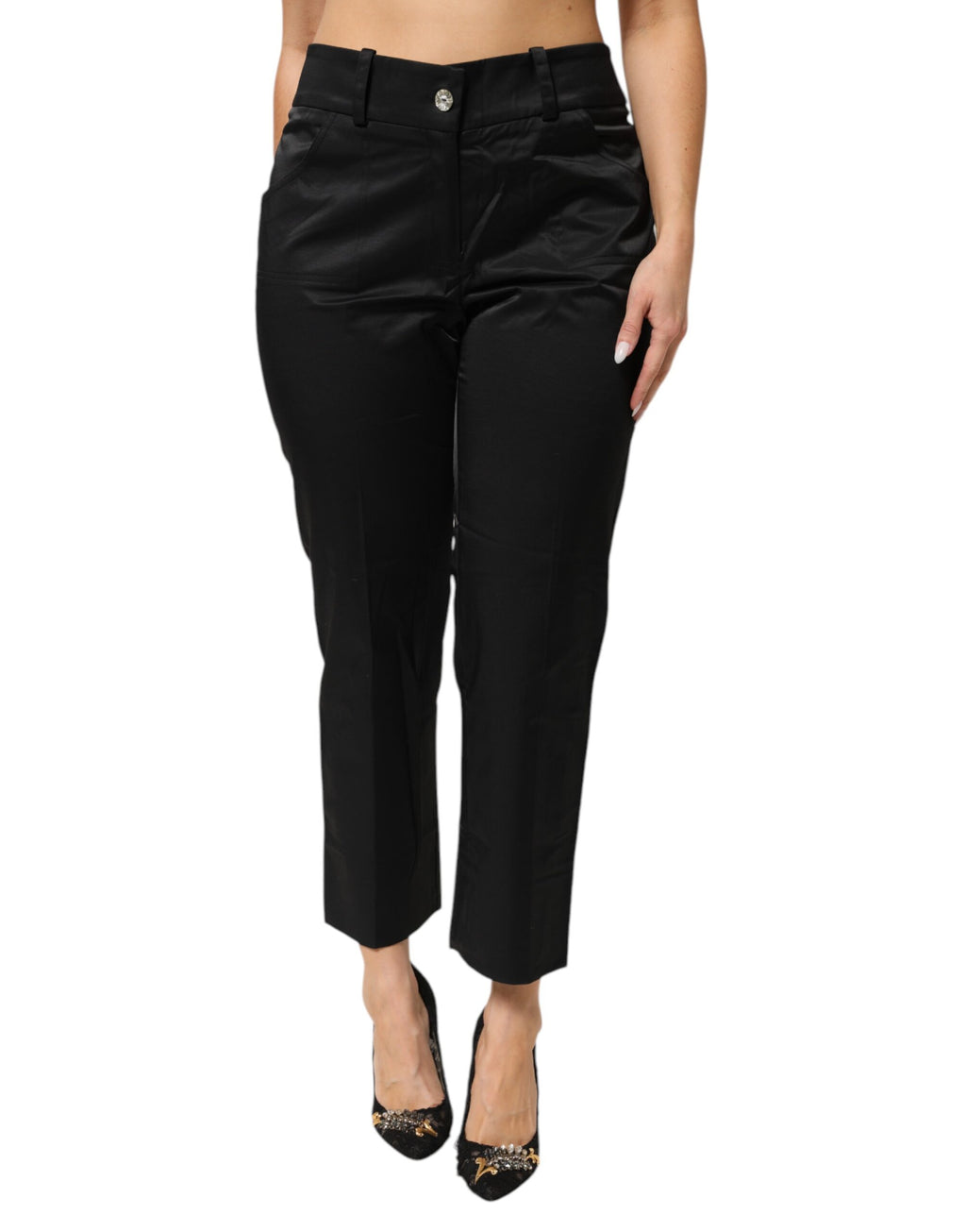 BENCIVENGA Black Cotton Blend Straight-Leg Trousers