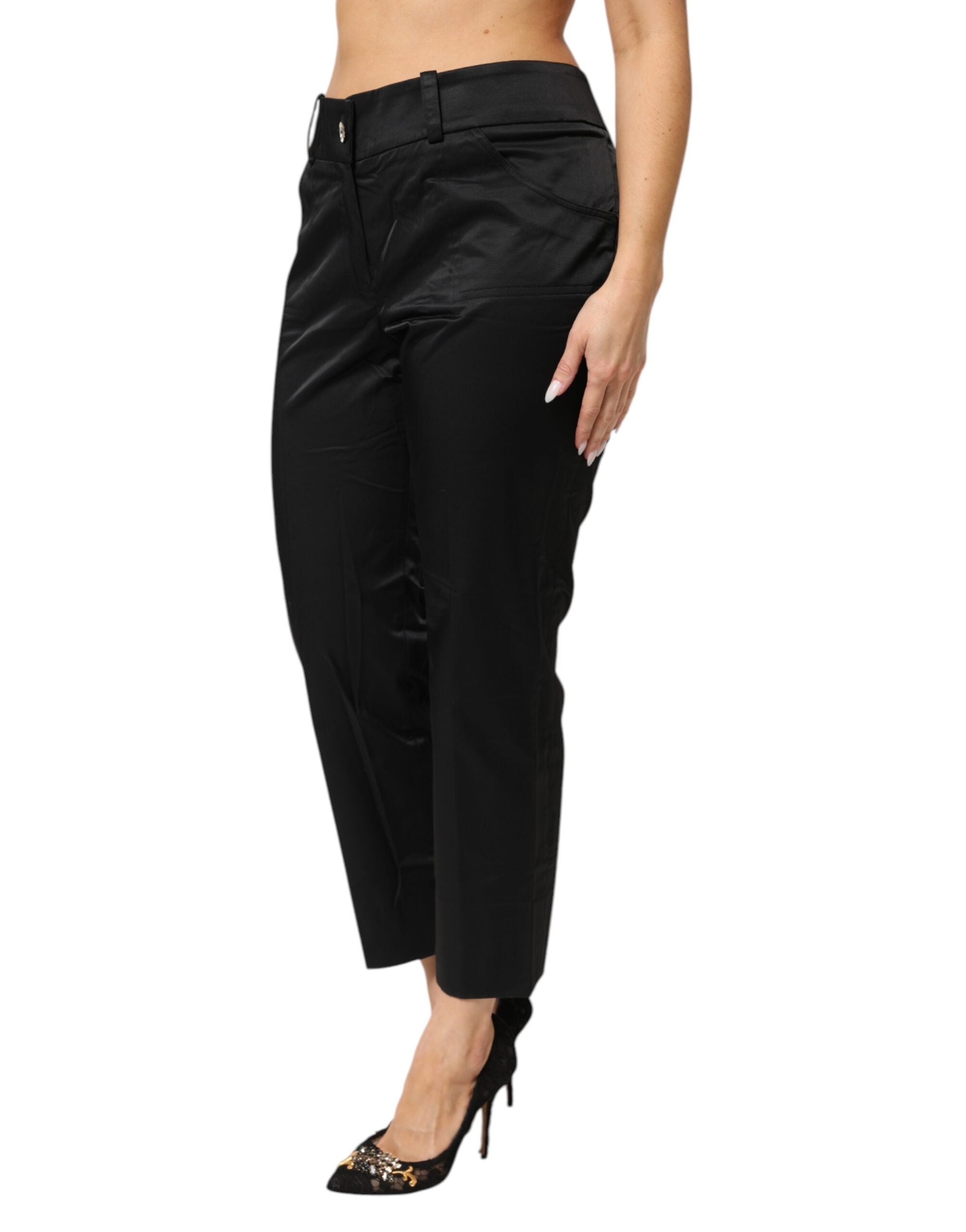 BENCIVENGA Black Cotton Blend Straight-Leg Trousers