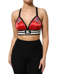 Dolce & Gabbana Red Floral Embroidered Satin Bralette Crop Top