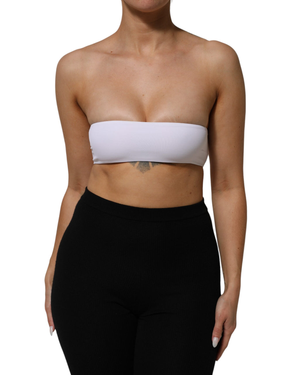 Dolce & Gabbana White Nylon Blend Strapless Bandeau Top