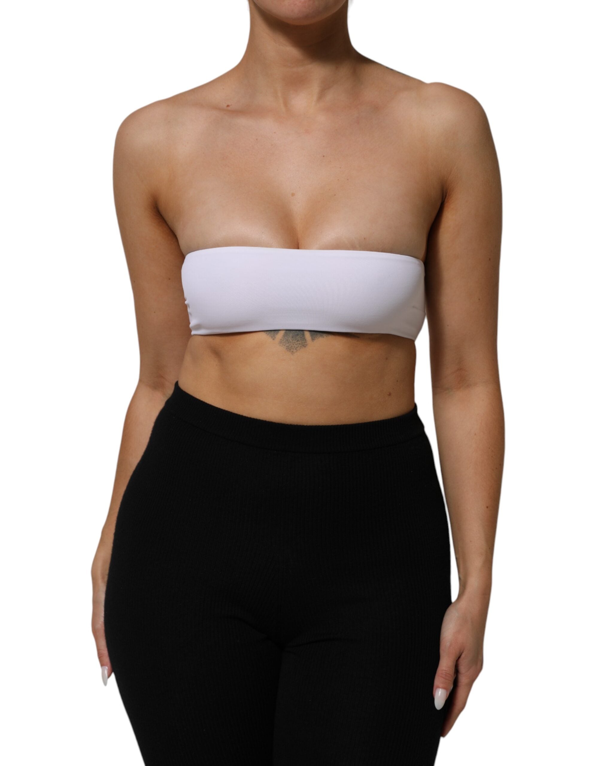 Dolce & Gabbana White Nylon Blend Strapless Bandeau Top