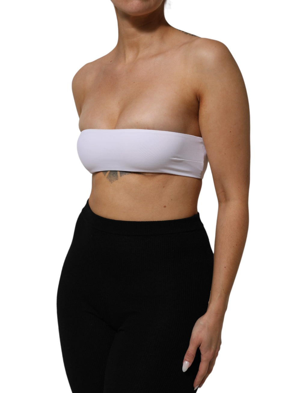 Dolce & Gabbana White Nylon Blend Strapless Bandeau Top