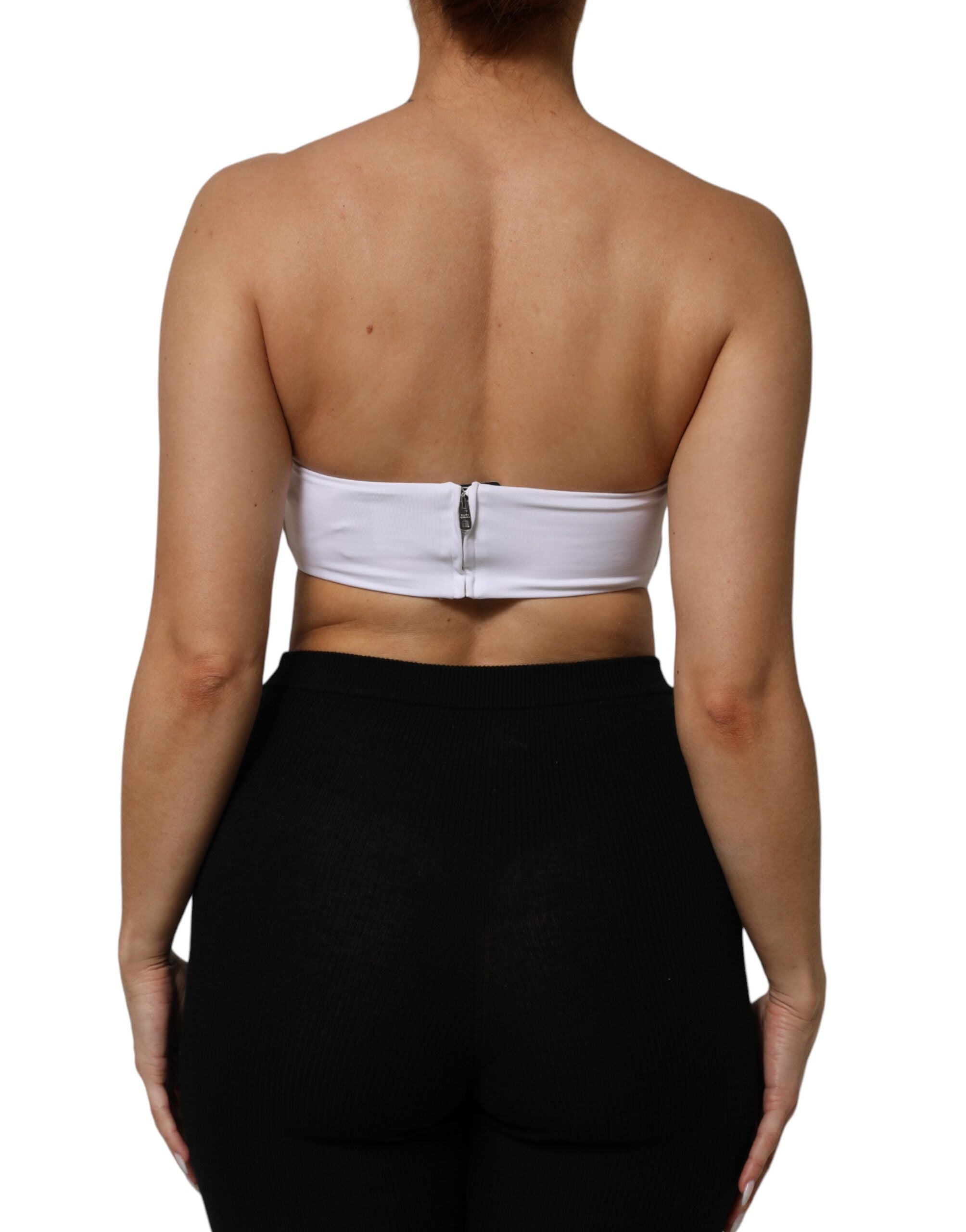 Dolce & Gabbana White Nylon Blend Strapless Bandeau Top
