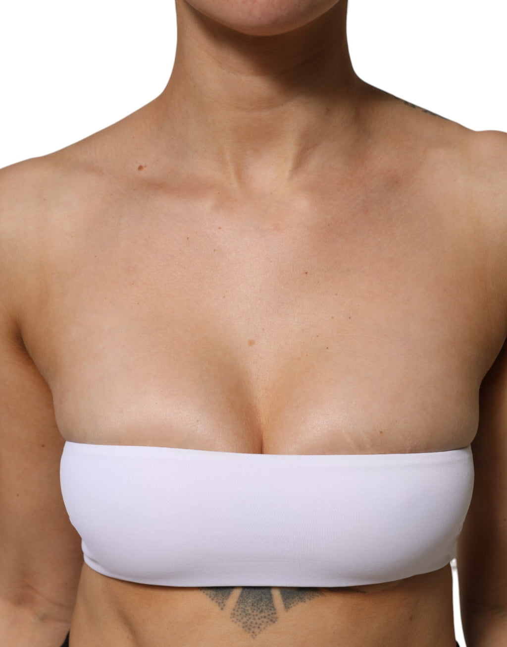 Dolce & Gabbana White Nylon Blend Strapless Bandeau Top