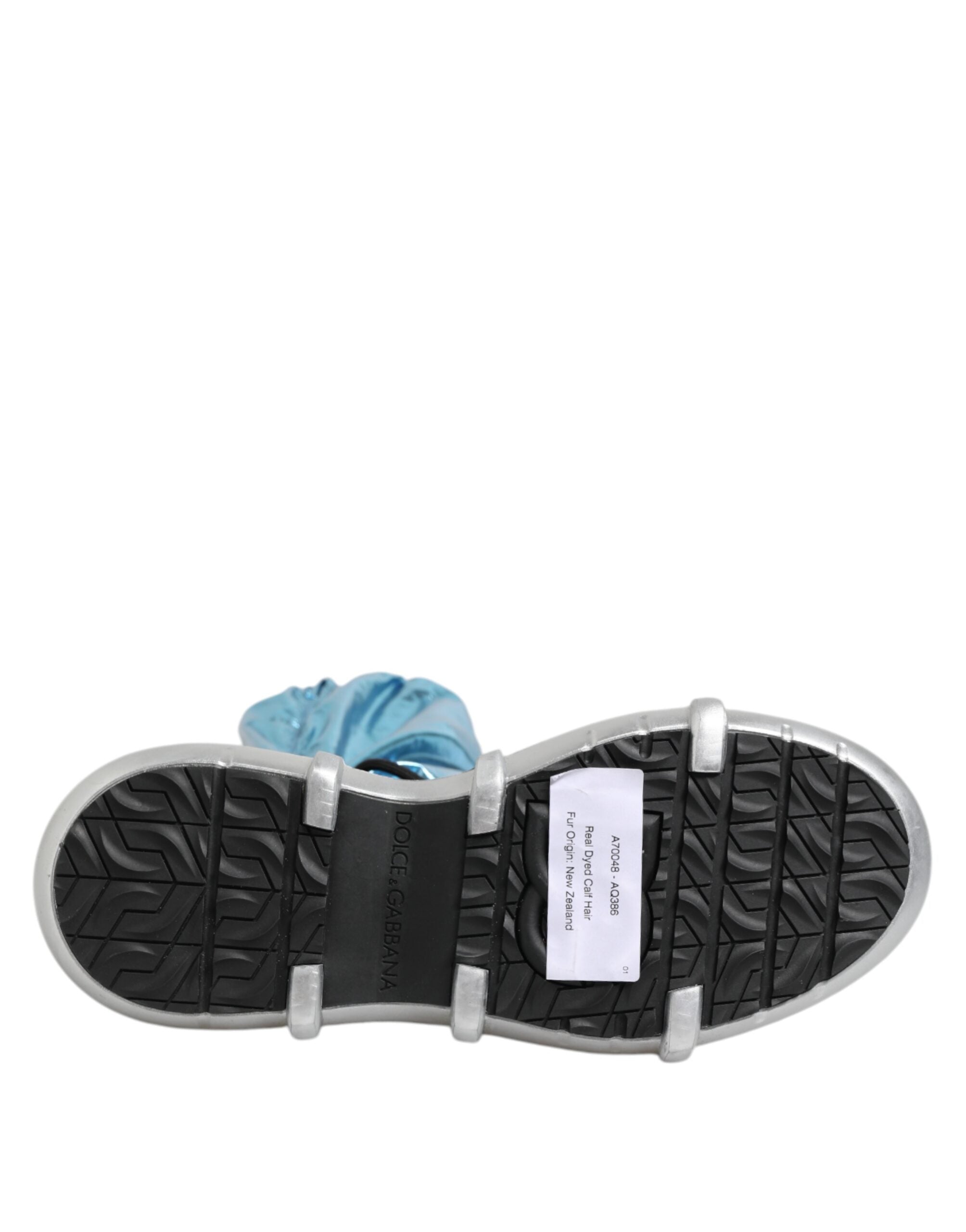 Dolce & Gabbana Blue Lace-Up Over The Knee Socks Men's Boots Shoes