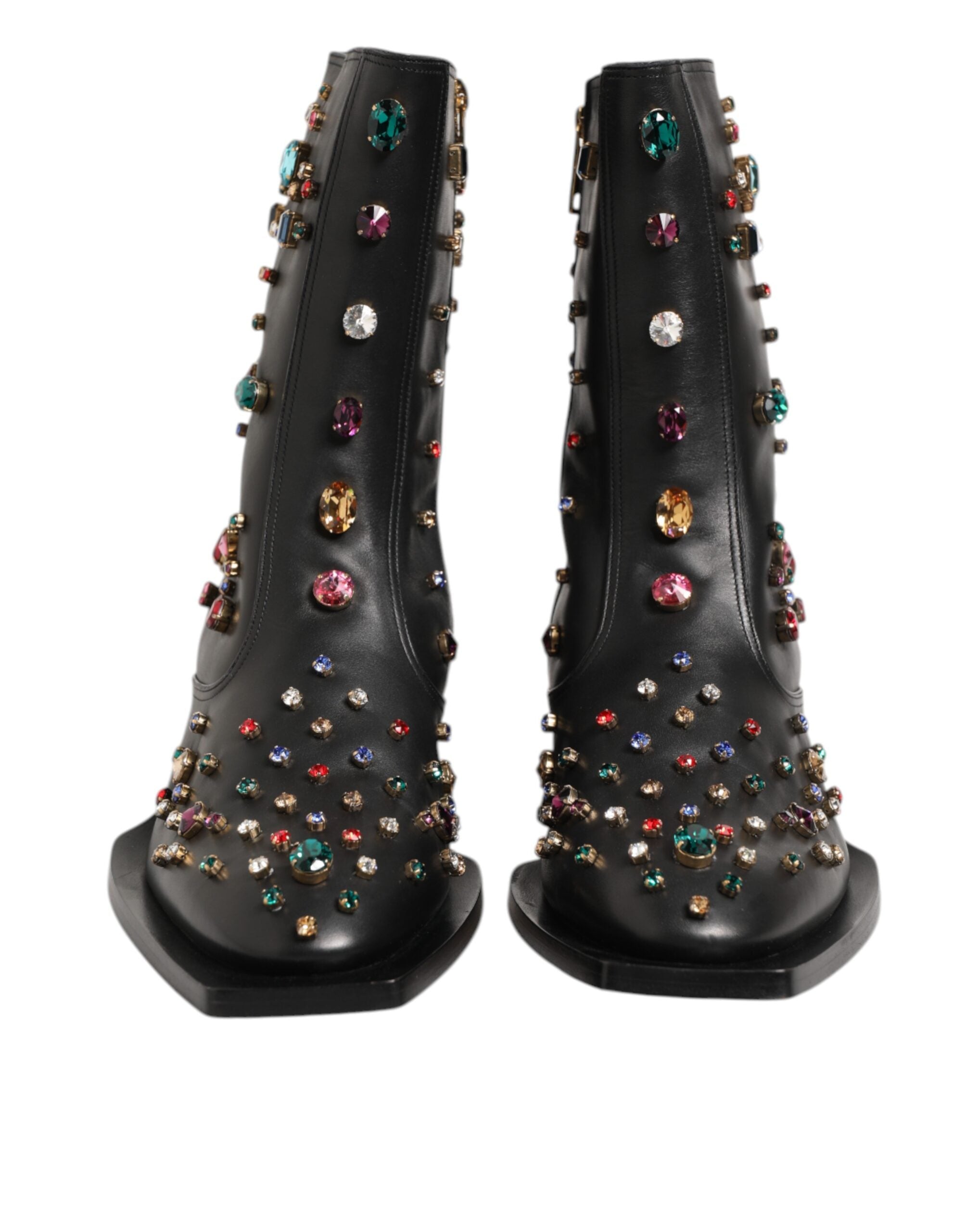 Dolce & Gabbana Black Crystal Embellished Men's Short Boots Shoes