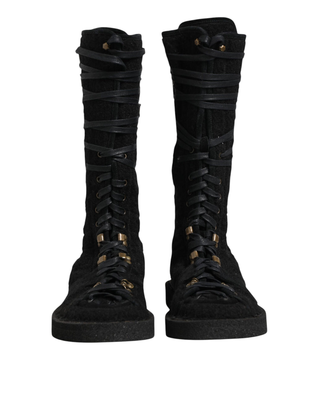 Dolce & Gabbana Black Alpaca Wool Suede Mid-Calf Boots Shoes