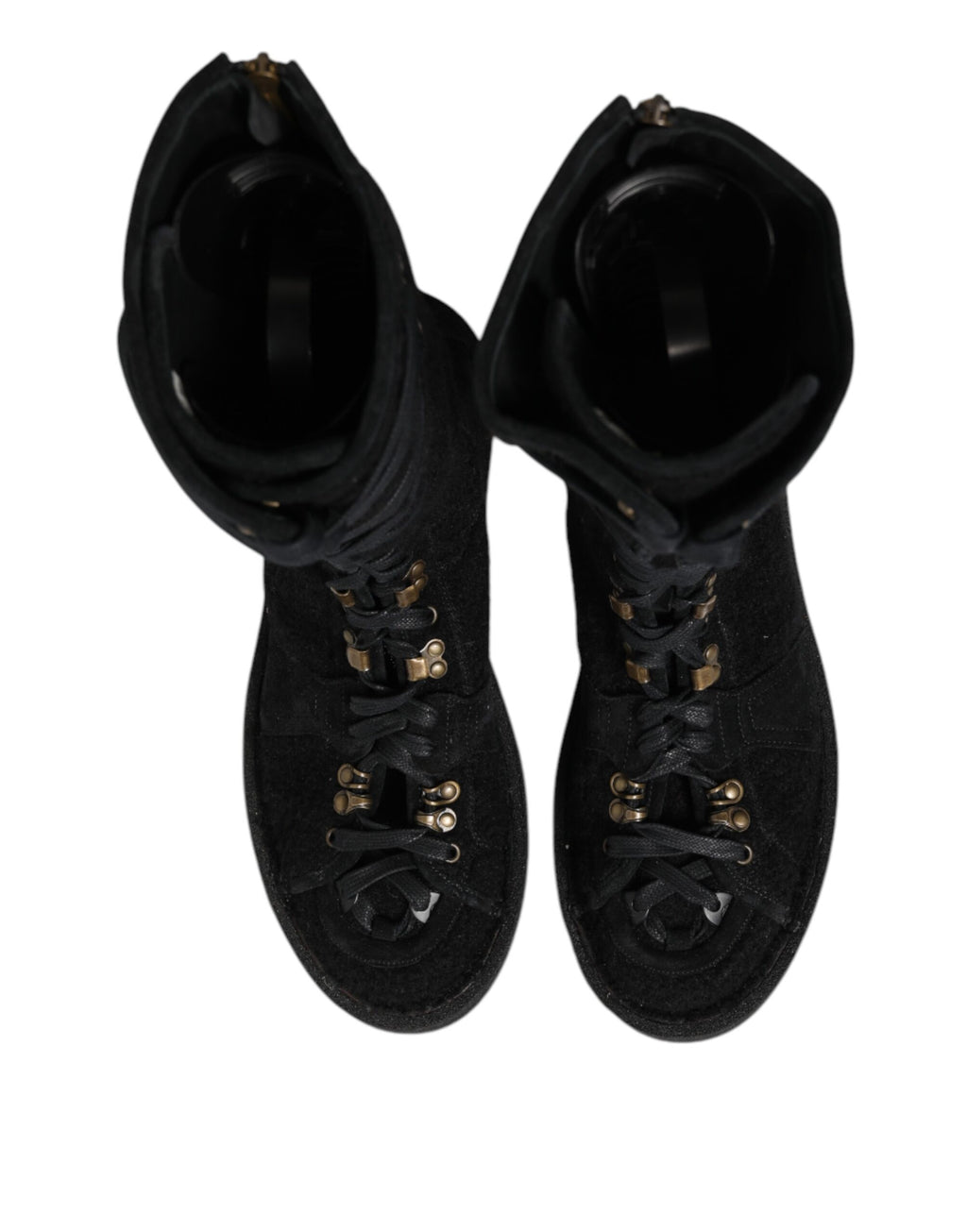 Dolce & Gabbana Black Alpaca Wool Suede Mid-Calf Boots Shoes