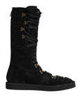 Dolce & Gabbana Black Alpaca Wool Suede Mid-Calf Boots Shoes