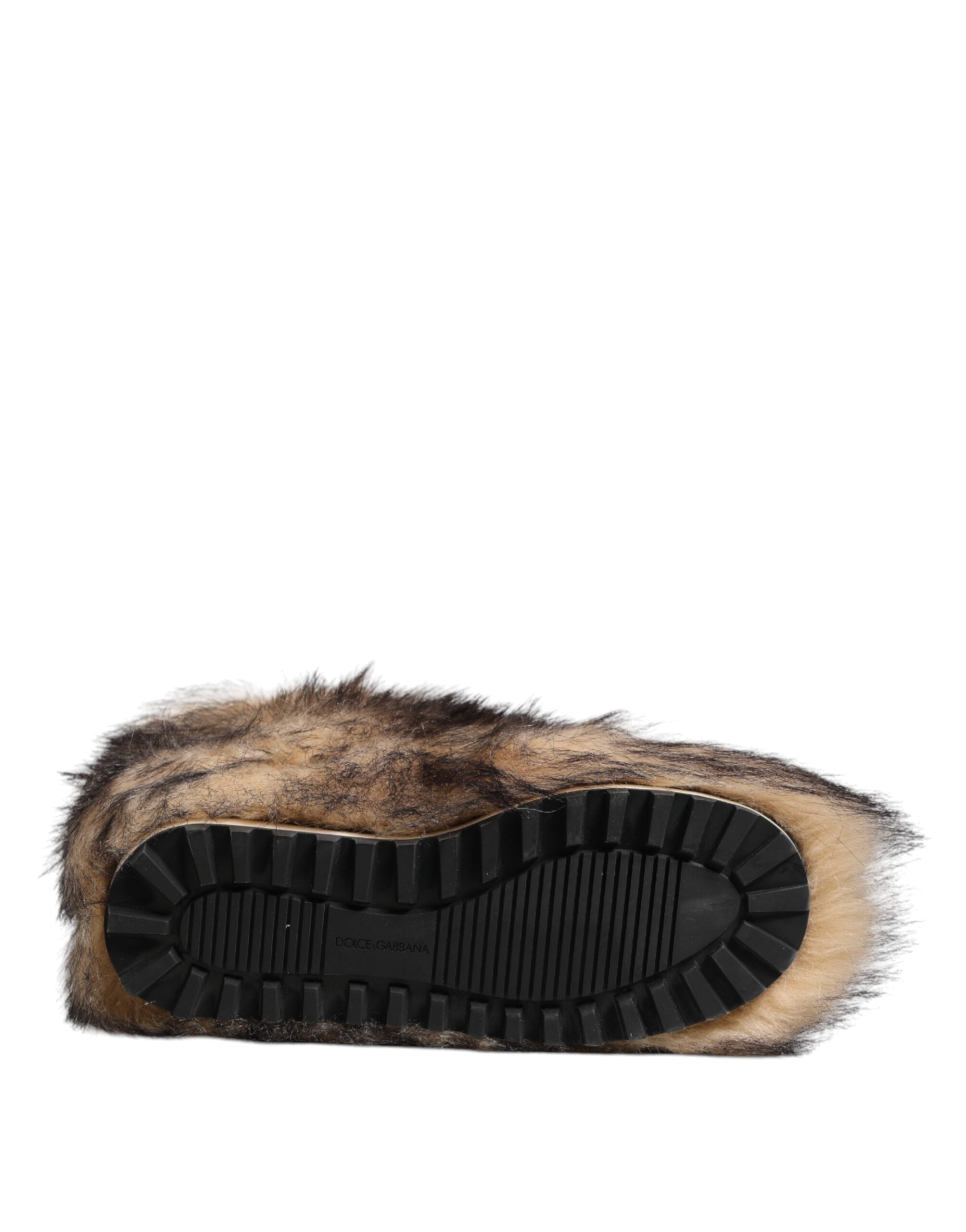 Dolce & Gabbana Braun Faux Skim Pelz Männer kurze Stiefel Schuhe