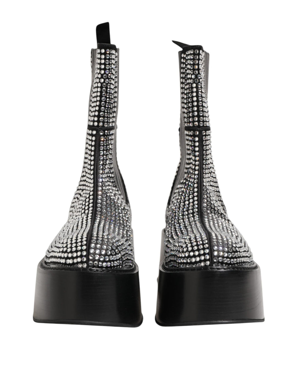Dolce & Gabbana Schwarz Crystal Strass Mid Calf Kurze Stiefel Schuhe