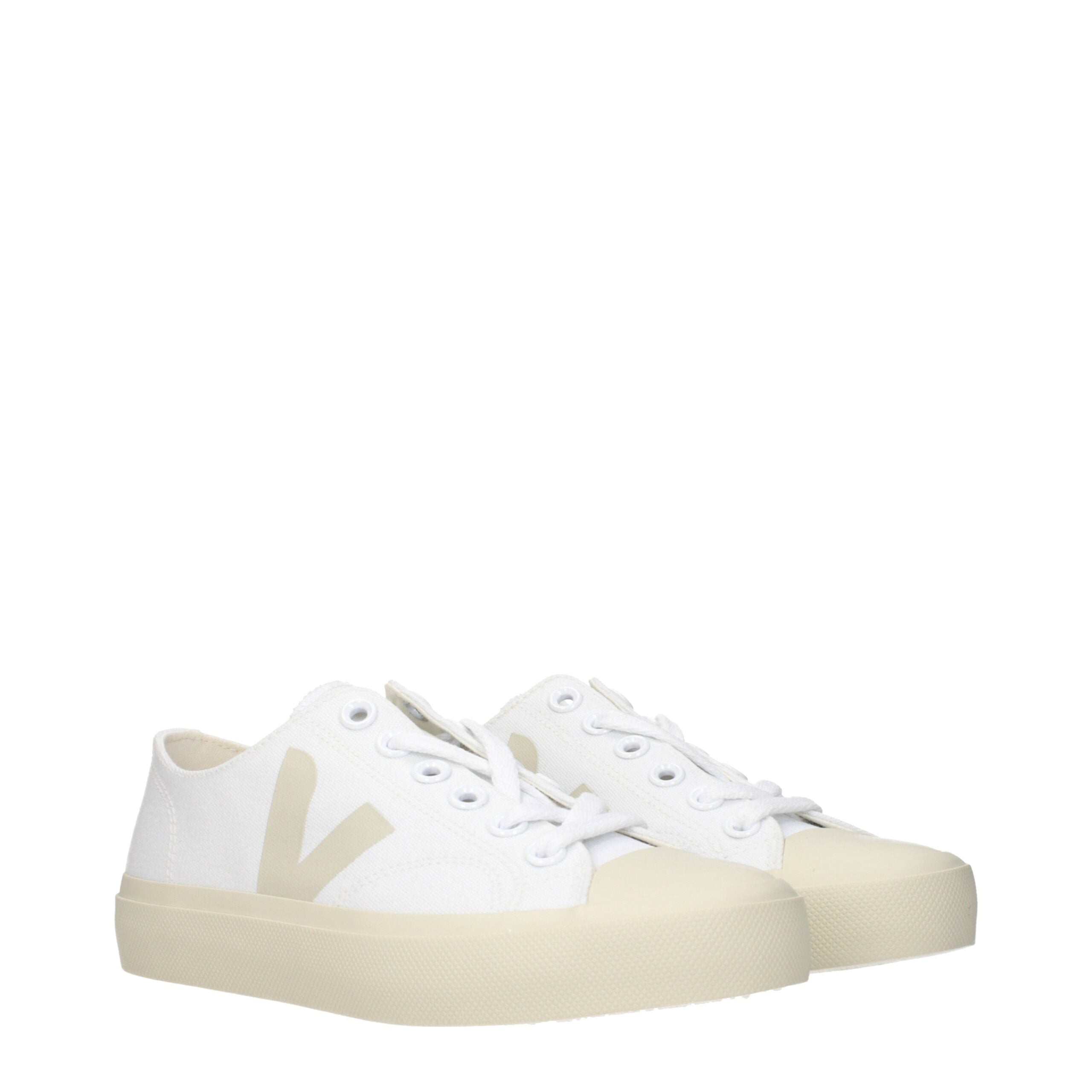 Veja Weiße Stoff-Sneaker mit niedrigem Schaft