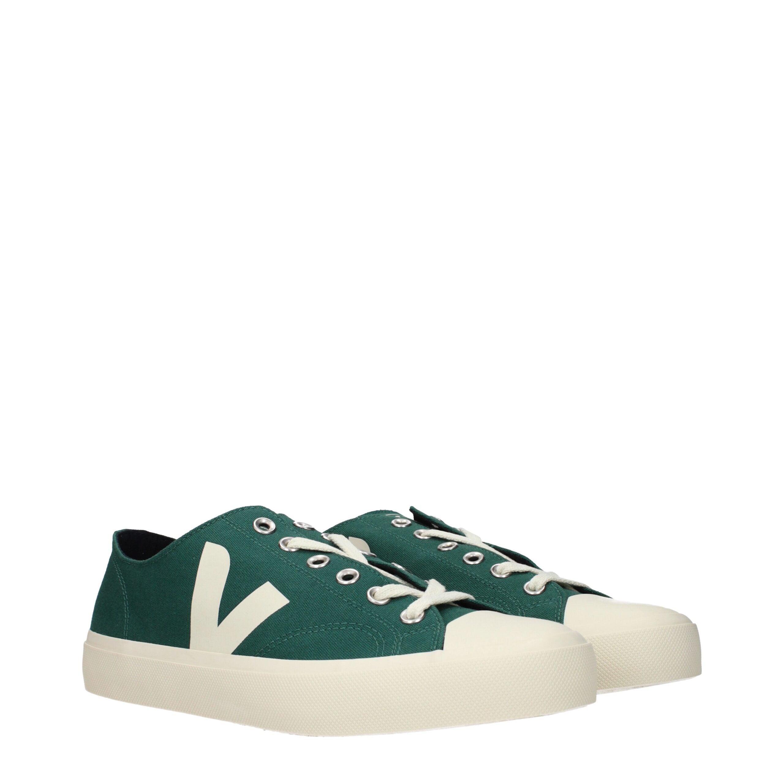 Veja Grüne Stoff-Sneaker mit niedrigem Schaft