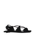 The Attico Schwarze flache Sandalen aus Leder